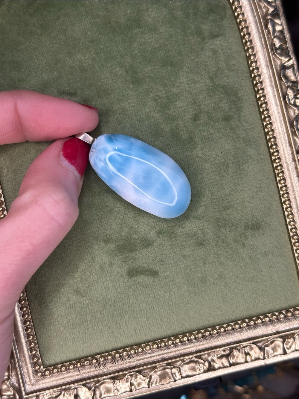Blue Larimar Pendant Sterling Silver